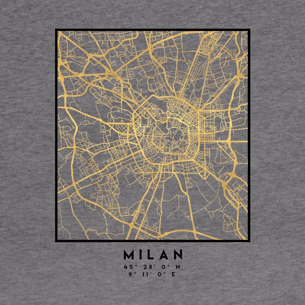 MILAN ITALY CITY STREET MAP ART by deificusArt